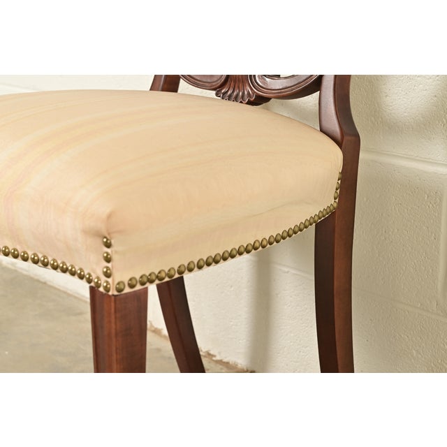 Romweber Antique French Regency Louis XVI Carved Mahogany Side Chairs or Dining Chairs, Pair For Sale - Image 9 of 14