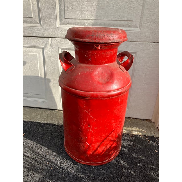Farmhouse Vintage Milk Can Painted For Sale - Image 3 of 7