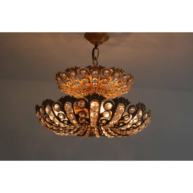 Large Hollywood Regency Chandelier in Brass and Crystal from Peris Andreu, 1960s For Sale - Image 6 of 9
