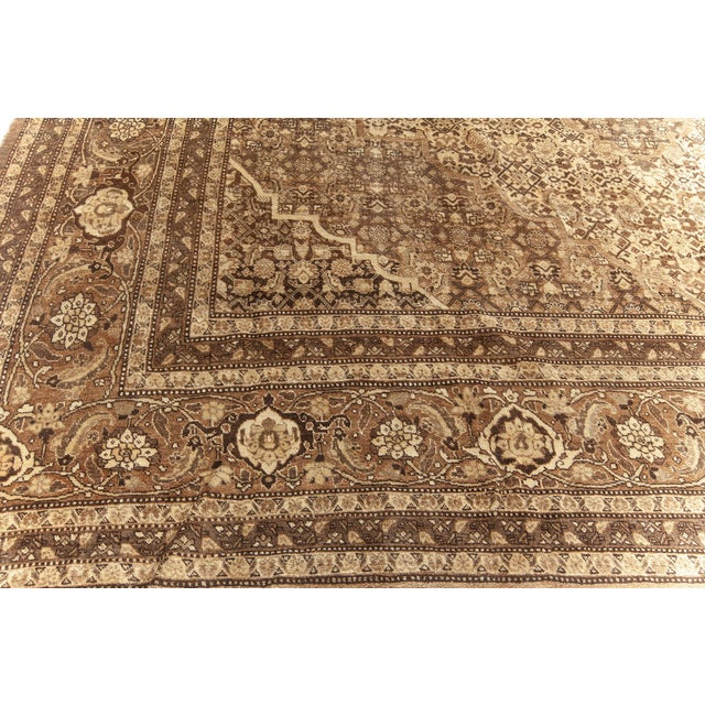 Persian Antique Persian Tabriz Hand Knotted Wool Rug For Sale - Image 3 of 8