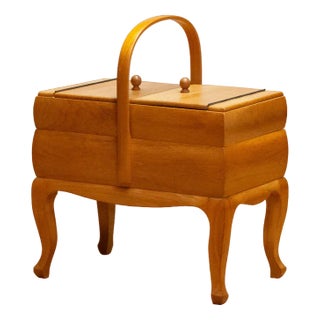 Sewing Box / Basket in Elm, Sweden, 1950s For Sale