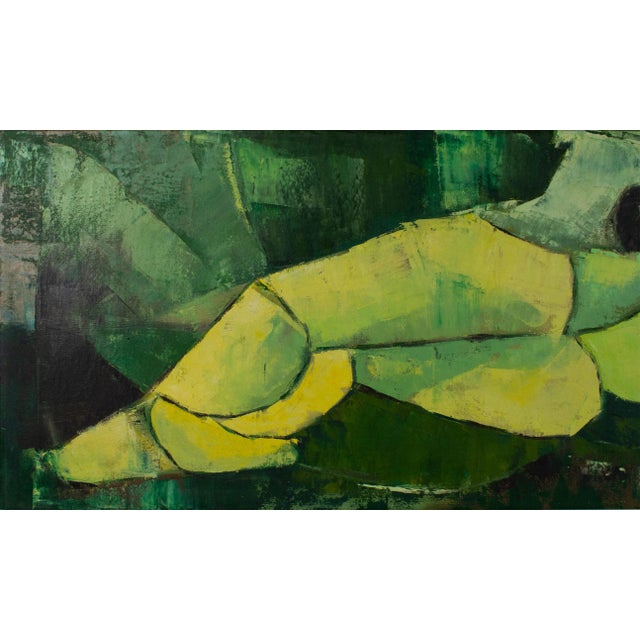 Green Mid Century Abstract Nude Oil on Canvas Painting by Edith Ferullo For Sale - Image 8 of 13