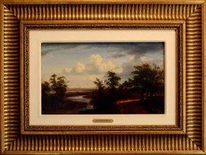 Late 19th Century "Solitary Figure on a Road" - Antique Landscape Painting by Salvador Murillo, Framed