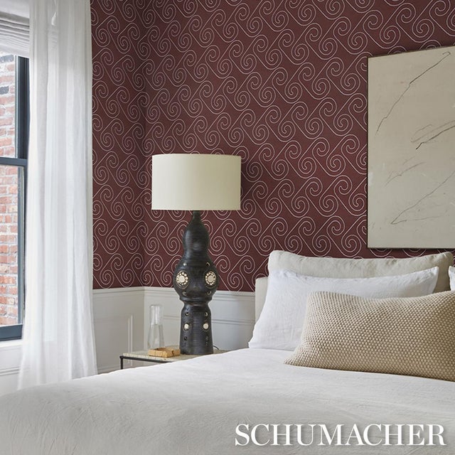 2020s Sample - Schumacher Fortuna Wallcovering In Plum For Sale - Image 5 of 6