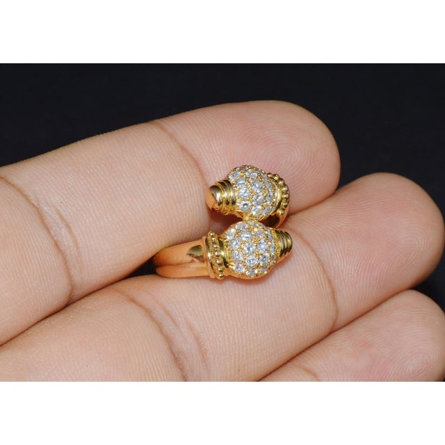 Gold Genuine Natural 0.79cts VVS G Diamond 18k Solid Gold Bypass Ring, Size 6.75 For Sale - Image 8 of 8