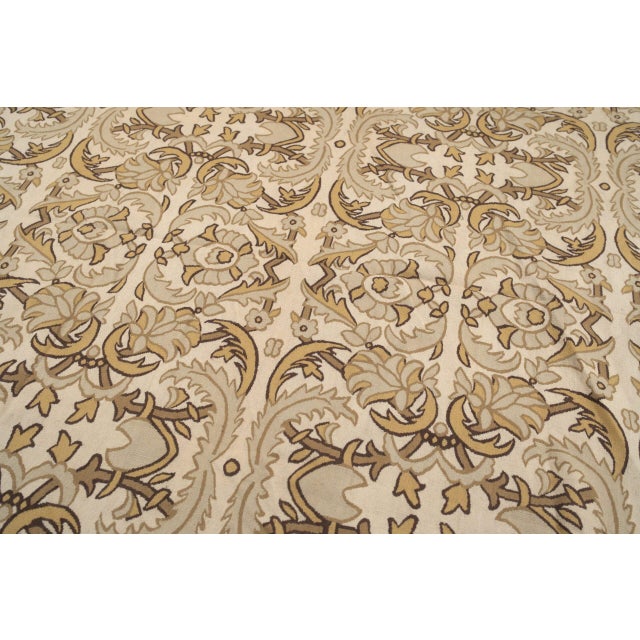 9x12 Vintage Aubusson Flat Weave Wool Rug, Beige Renaissance Scroll For Sale In New York - Image 6 of 11