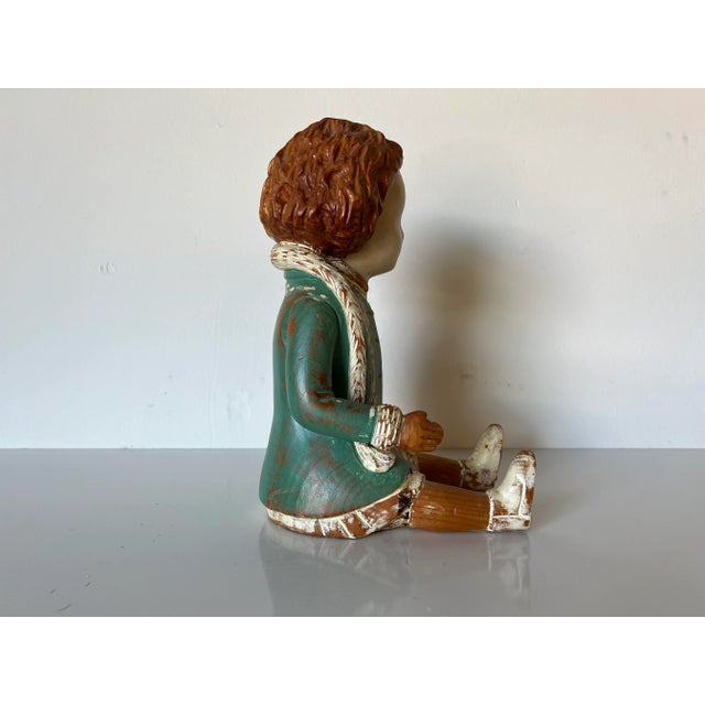 Green Italian Vintage Sarreid Ltd Sitting Doll Figurine Sculpture For Sale - Image 8 of 11