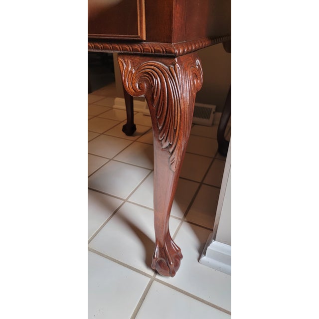 Brown 1980s Ethan Allen Chippendale Style Ball and Claw Foot Cherry Side Table For Sale - Image 8 of 15