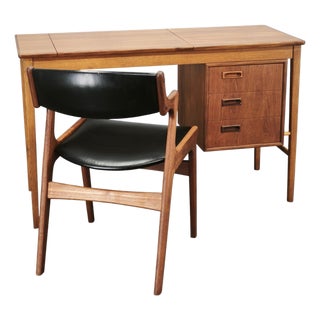 Teak Vanity Table with Mirror by Sven Aage Madsen, Denmark, 1960s, Set of 2 For Sale