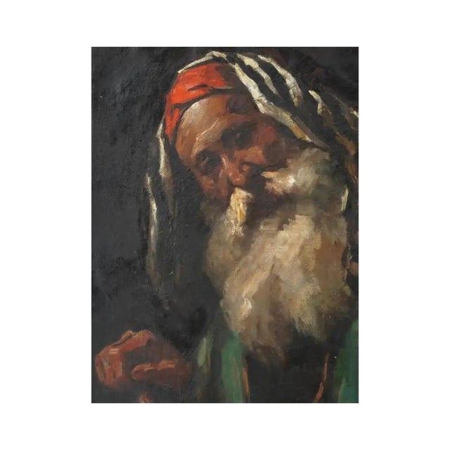 19th Century Judaica Hungarian Oil Painting of a Rabbi by Miklos Mihalovits For Sale - Image 5 of 5