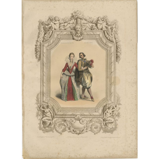 Henri IV & Marie De Medici French Court Costume, 1847, Lithograph For Sale