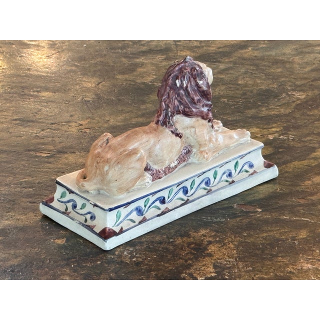 Ceramic 19th Century English Polychrome Pottery Lion For Sale - Image 7 of 7