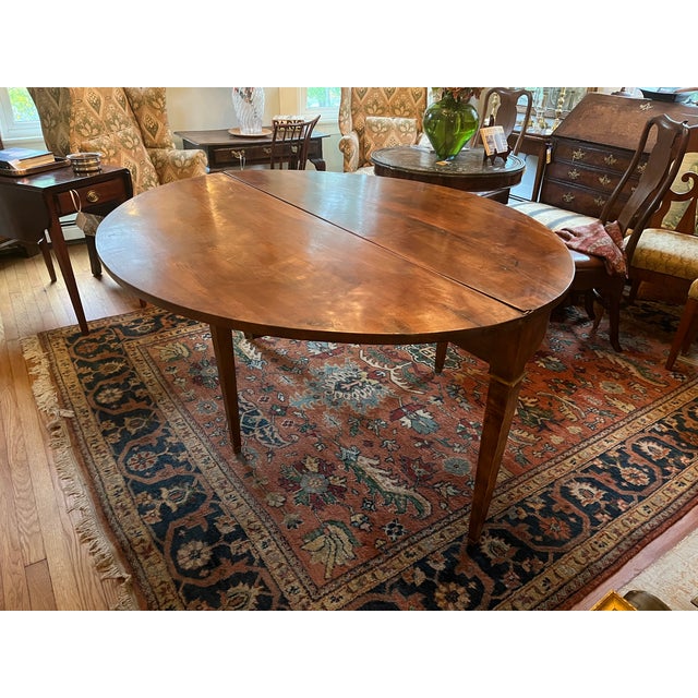 French Demi-Lune Cherrywood Oval Table Circa 1890 For Sale In Providence - Image 6 of 11