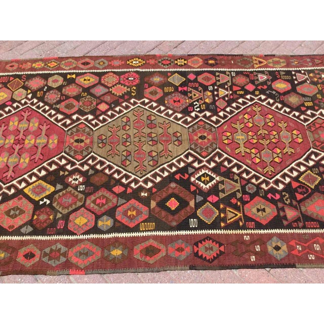 Mid-Century Modern Industrial Decor Handmade Kilim Runner - For Sale - Image 3 of 10