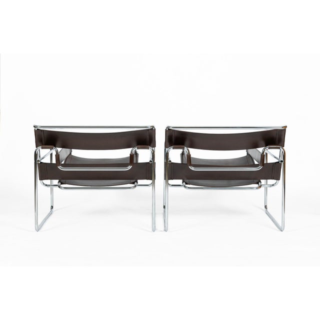 Stendig Pair of Mid Century Brown Wassily Chairs by Marcel Breuer for Stendig, 1960s, Labeled For Sale - Image 4 of 18
