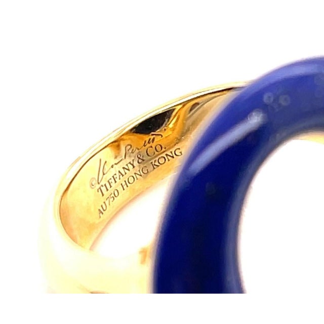 Mid 20th Century Tiffany & Co. Peretti Sevillana Lapis Lazuli 18k Yellow Gold Ring - Size 7 For Sale - Image 9 of 9