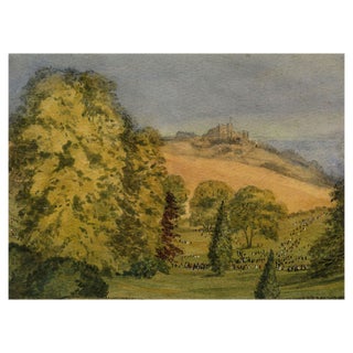 Dover Castle & Parkland with Figures, 19th Century, Watercolour Painting For Sale