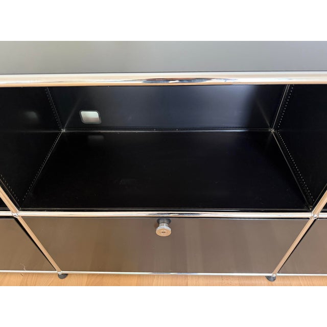 Black Ral 9011 Sideboard with 8 Compartments, 4 Doors and Pull-Out Shelf by Fritz Haller for USM Haller, Switzerland, 2000s For Sale - Image 13 of 18