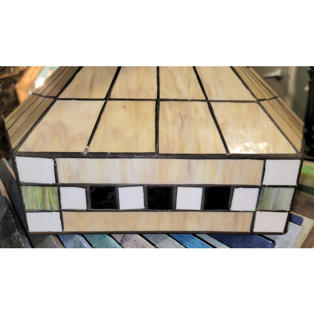 Glass Vintage Arts and Crafts Style Stained Glass Lampshade For Sale - Image 7 of 9