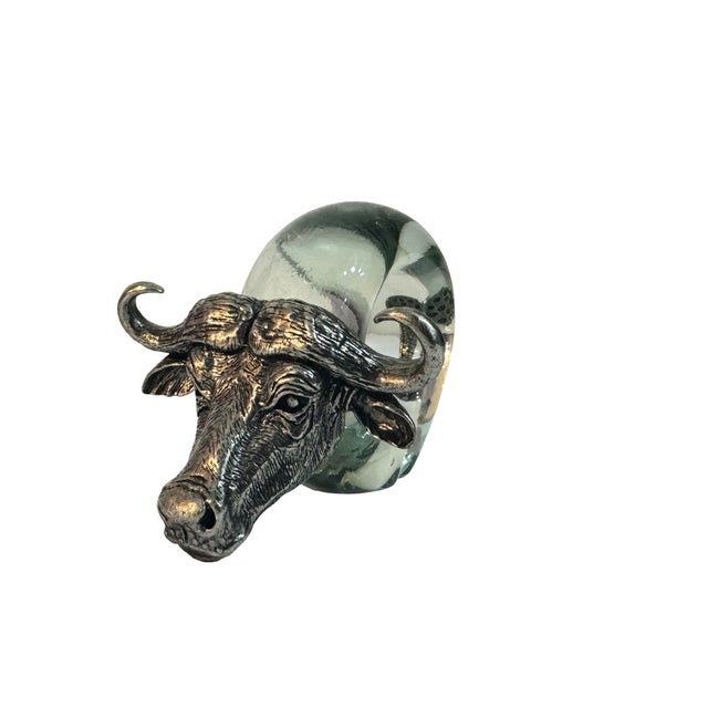 Metal Vintage Safari African Wildlife Animals Handblown Glass & Pewter Napkin Rings - Set of 8 For Sale - Image 7 of 18