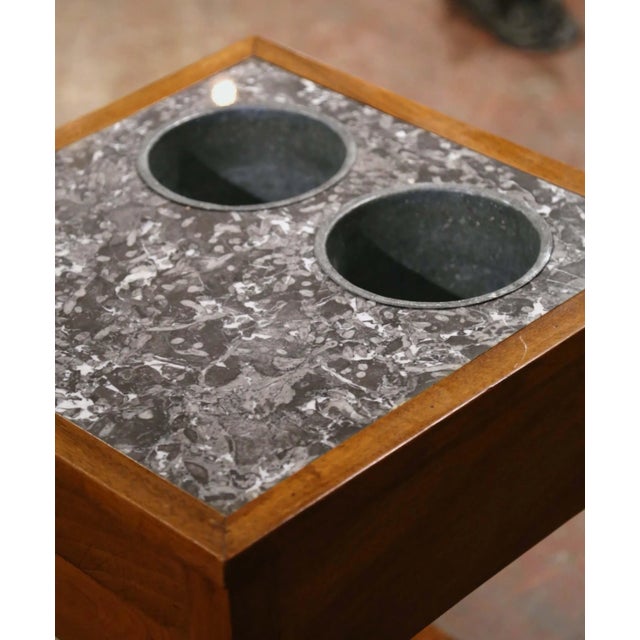 19th Century French Louis Philippe Walnut Rafraîchissoir With Marble Top For Sale - Image 4 of 11