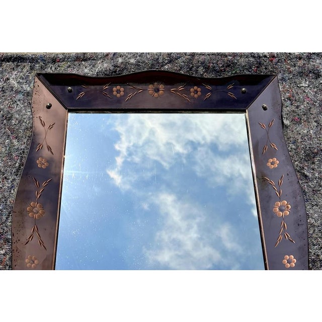 Art Deco Rose Glass Bevelled Venetian Flower Petal Mirror, 1930s For Sale - Image 3 of 18