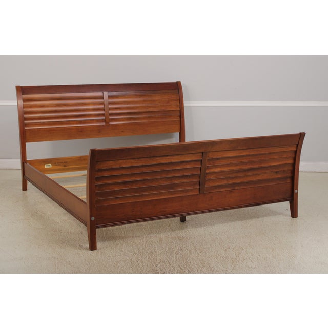 Modern Ethan Allen Avenue King Size Cherry Modern Sleigh Bed For Sale - Image 3 of 16
