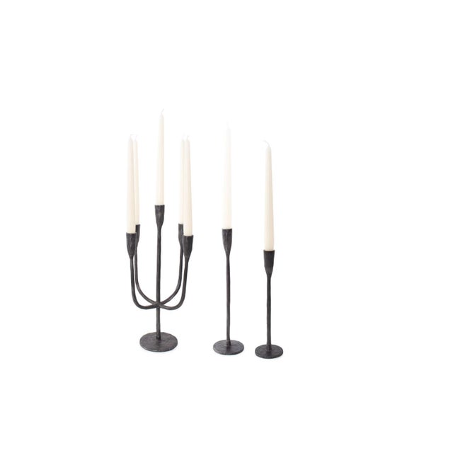 Black Asher Sculpted Cast Aluminum Five Arm Candle Holder- Ebony For Sale - Image 8 of 11
