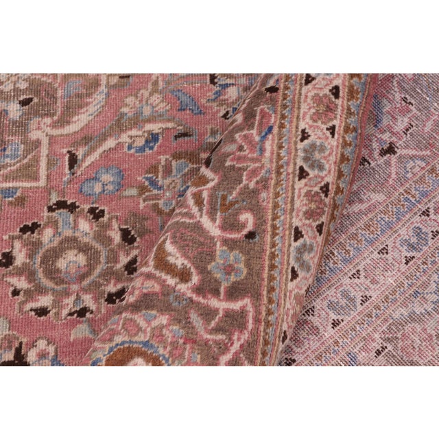 Pink Boho Chic Persian Kashan Pink/Brown Wool Rug - 8'0'' X 11'6'' For Sale - Image 8 of 10