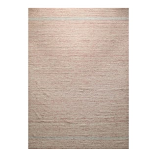 8x10 Rhea Selene Coral Solid Open Field Modern Flatweave Wool Carpet Rug For Sale