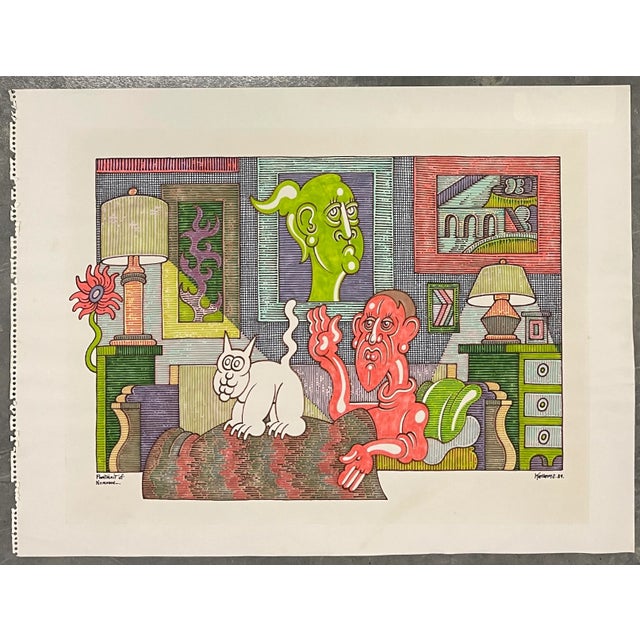 1984 Jerry Kellems Portrait Watercolor of Artist Norman Goodwin For Sale - Image 6 of 6