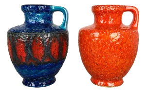 Multi-Colored Fat Lava Op Art Pottery Vase from Bay Ceramics, Germany, Set of 2