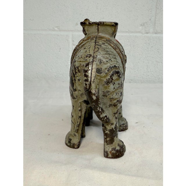 Rare Antique Early 1900 Hand Painted Cast Iron Circus Howdah Elephant Still Bank For Sale - Image 9 of 10