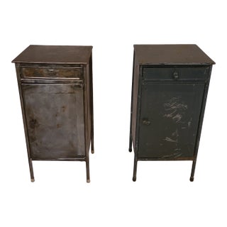 Vintage Industrial Steel Nightstands - a Pair For Sale