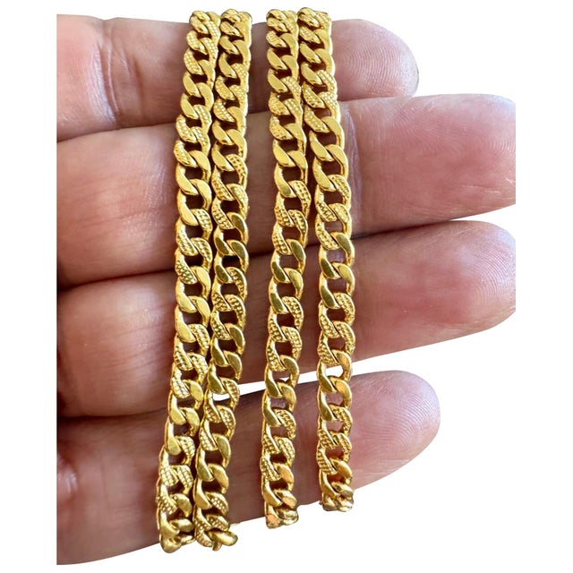 24 Karat Pure Gold Hand Made Yellow Gold LINK Chain Necklace, 37.7 Gm, 22 Inch For Sale - Image 15 of 18