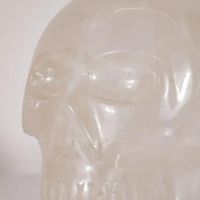 Glass 1980s Rock Crystal Skull Sculpture For Sale - Image 7 of 11