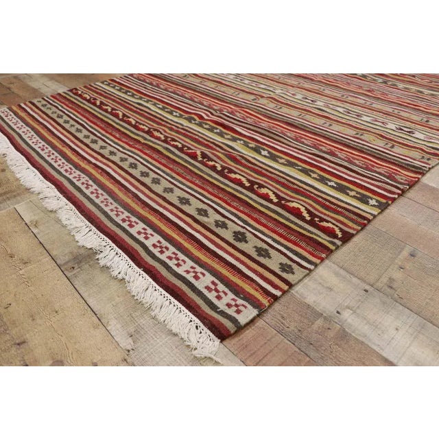 Vintage Turkish Striped Kilim Rug, 04'07 X 06'05 For Sale In Dallas - Image 6 of 9