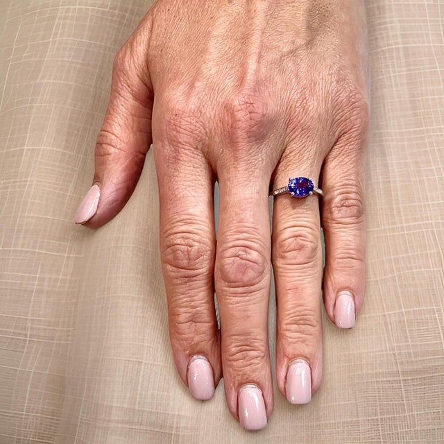 Natural Tanzanite Diamond Ring 6.5 14k WG 2.05 TCW Certified For Sale - Image 10 of 12