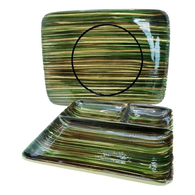 Cheese Plate Set from St Clément, France, 1960s, Set of 2 For Sale