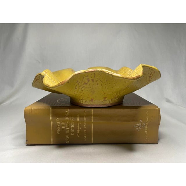 Contemporary Vintage Organic Modern Studio Pottery Terra Cotta Decorative Bowl, Canary Yellow For Sale - Image 3 of 12