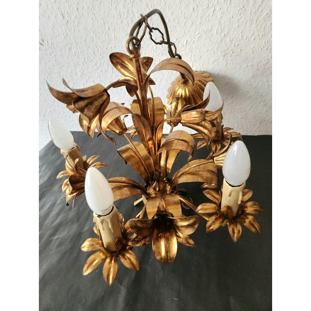 Gilded Chandelier with Gold Leaf, Italy, 1960s For Sale - Image 18 of 18