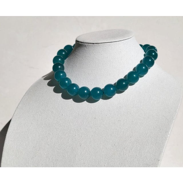 Mozambique Amazonite Beaded Necklace With Gold Plated Amazonite Clasp For Sale - Image 11 of 11