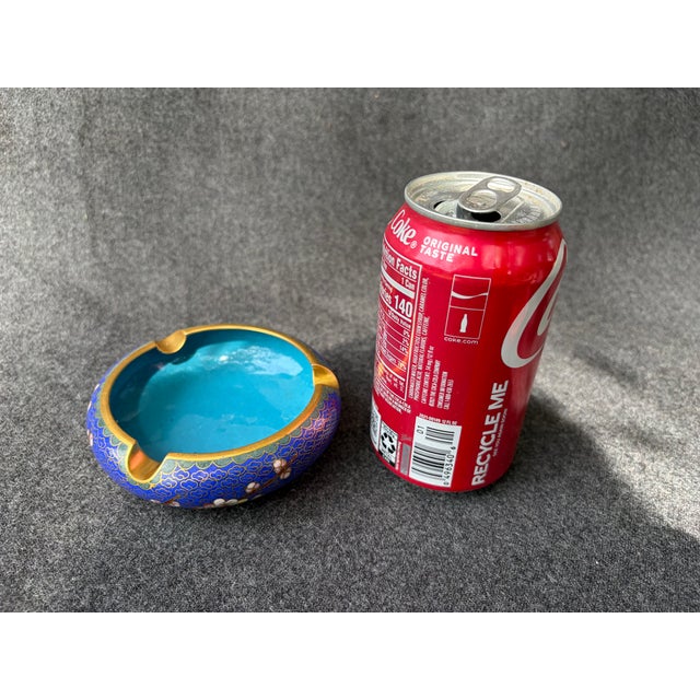 Vintage Blue Floral Cliosonne Catchall For Sale - Image 9 of 9