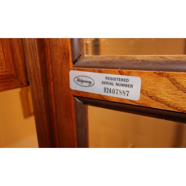 Ridgeway Model 9109 Illuminated Moon Phase Triple-Chime Grandfather Clock, Oak Case, Circa 1992 For Sale - Image 9 of 18