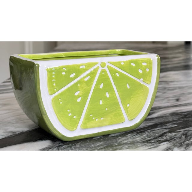 Vintage Lime Motif Vase or Napkin Holder For Sale - Image 12 of 16