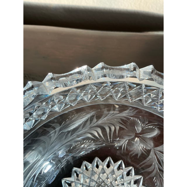 Vintage American Brilliant Cut Glass Crystal Bowl With Sawtooth Rim For Sale - Image 10 of 12