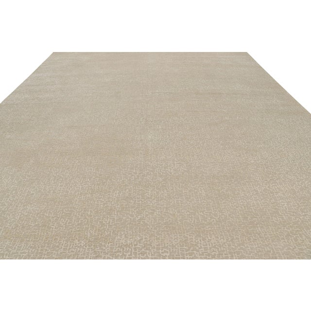 Contemporary Oversized Rug & Kilim’s Modern Nepalese Rug With Beige & Cream Textural Patterns For Sale - Image 3 of 6