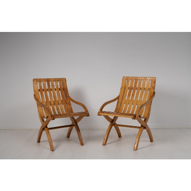 Brown Set of 20th Century Swedish Grace Bare Wood Armchairs For Sale - Image 8 of 12