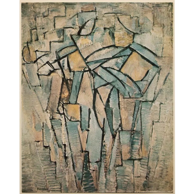 1958 After Piet Mondrian "Composition in Gray-Blue" Vintage Full-Color Print From England For Sale