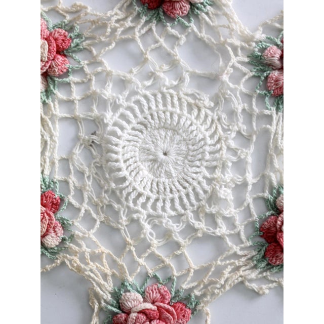 Vintage Crotchet Floral Doily For Sale - Image 9 of 10